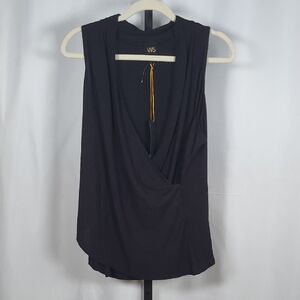 W5 Black‎ Sleeveless Draped V-Neck Top – SZ XL – NWOT